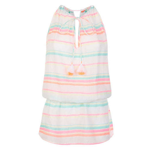 sunuva women pink and white kurta striped dress