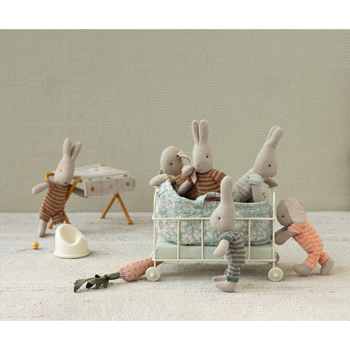 Maileg Micro Rabbit In Carry Cot
