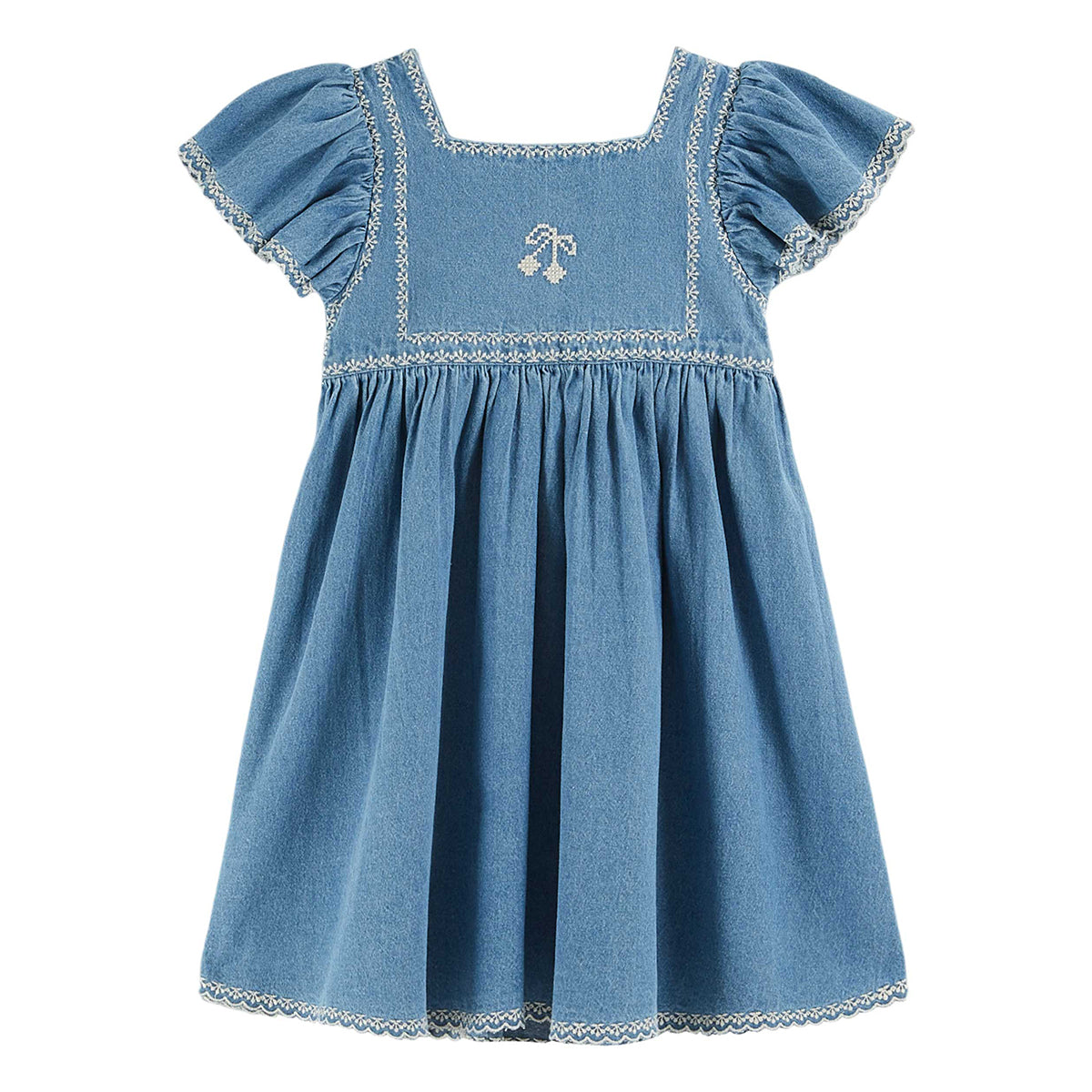 Emile Et Ida Denim Embroidered Dress