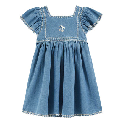 Emile Et Ida Denim Embroidered Dress