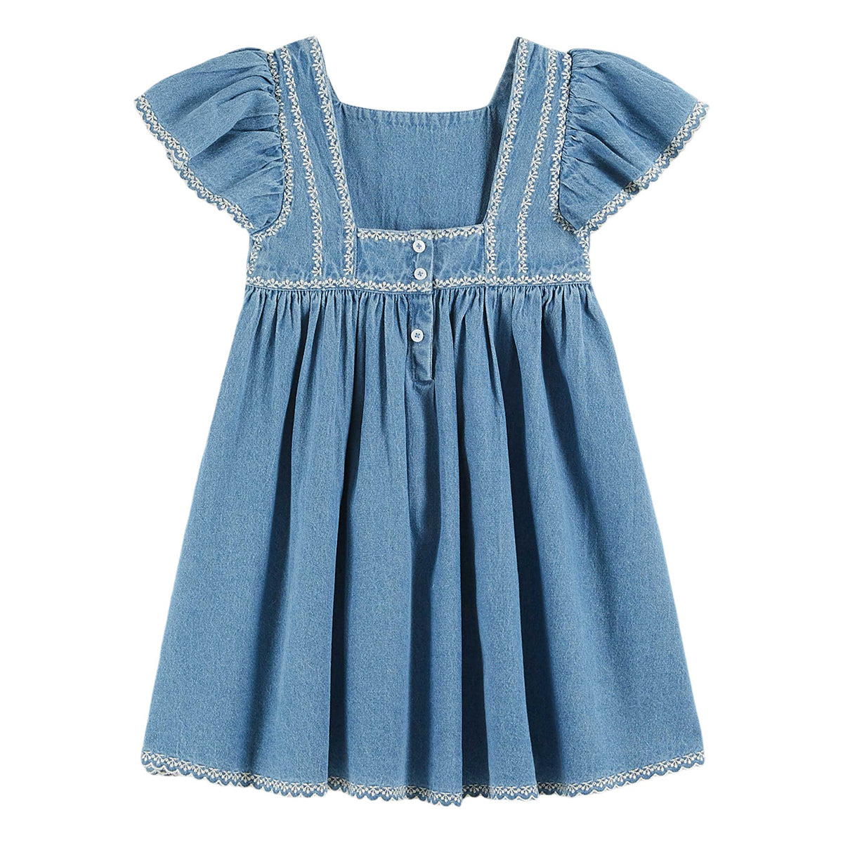 Emile Et Ida Denim Embroidered Dress for toddlers, children/kids and tweens