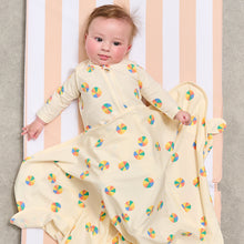 Load image into Gallery viewer, The Bonnie Mob Cove Zip Up Sleepsuit with parasol print for newborns and babies