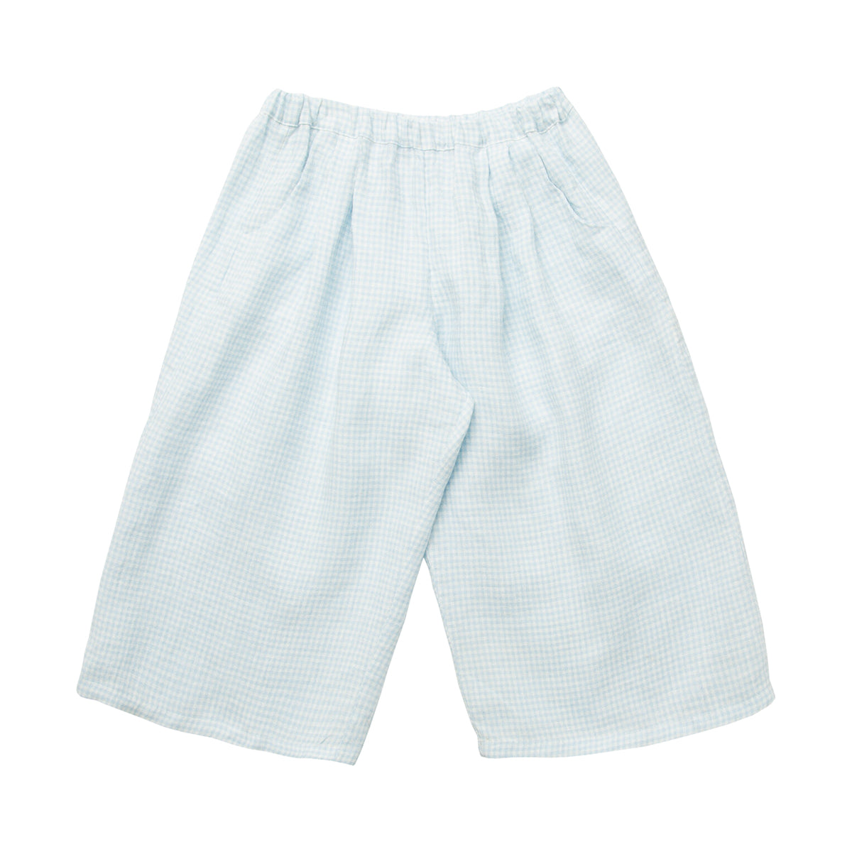 Chess Trousers - Baby Blue & Milk Mini Check Linen from Nellie Quats