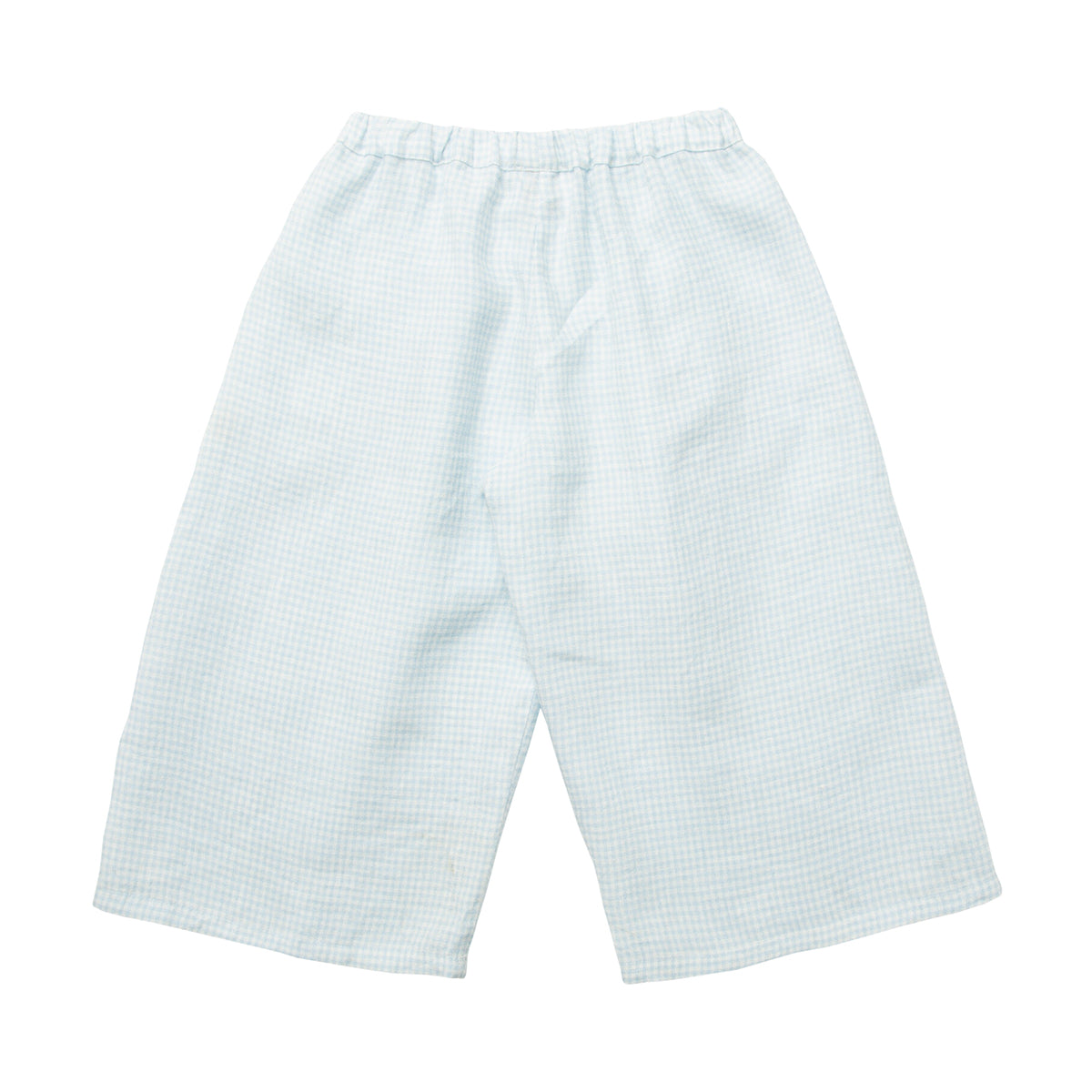 Chess Trousers - Baby Blue & Milk Mini Check Linen from Nellie Quats for babies, toddlers and kids/children