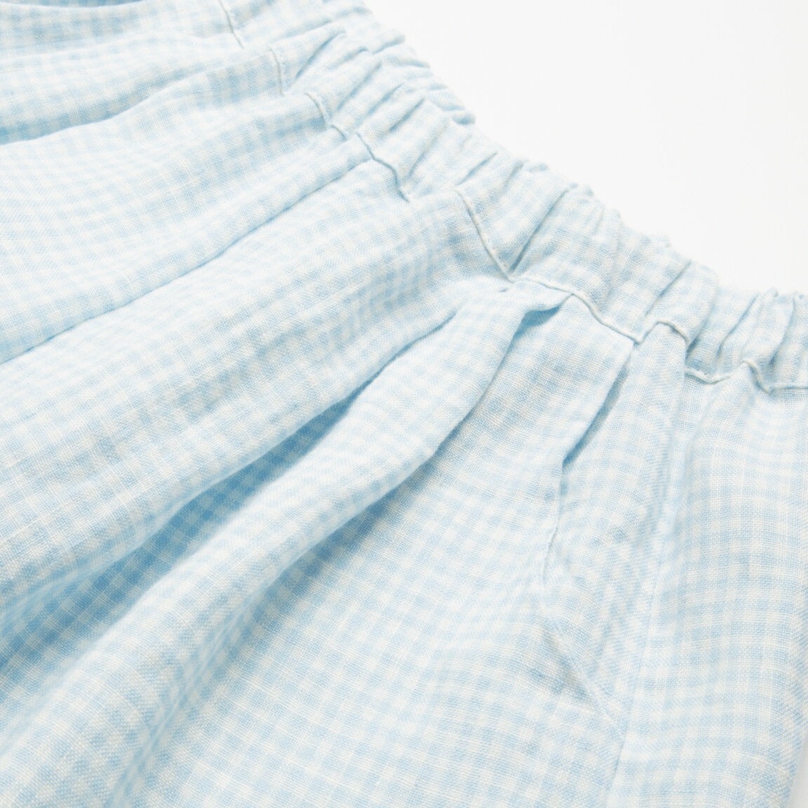 Chess Trousers - Baby Blue & Milk Mini Check Linen from Nellie Quats for babies, toddlers and kids/children