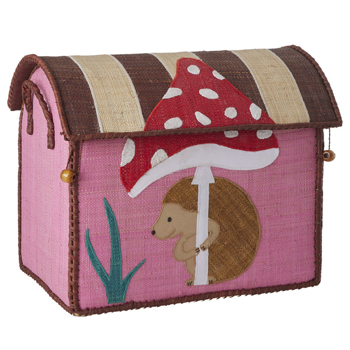 Rice Raffia Toy Storage Basket: Happy Forest - Small