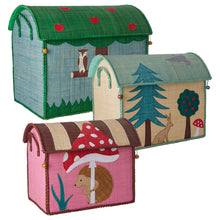 Load image into Gallery viewer, Rice Raffia Toy Storage Basket: Happy Forest - LARGE MEDIUM SMALL
