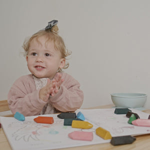 Honeysticks Triangles crayons that are easy for little hands to hold and won't roll away