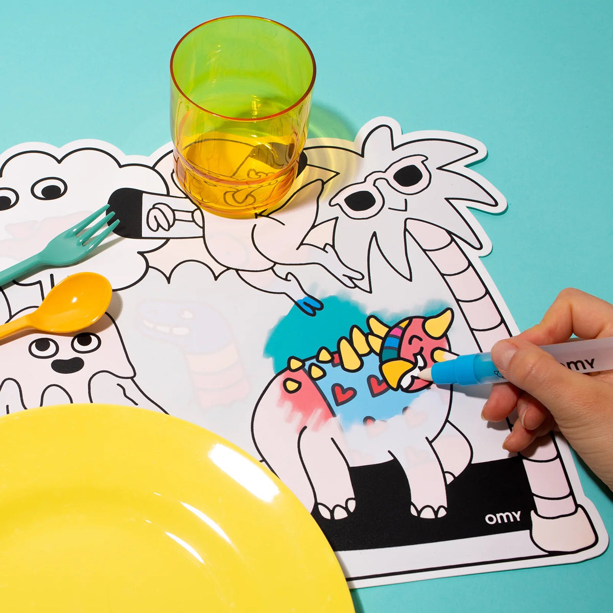 OMY Magic Water - Dinos water magic colouring  placemat