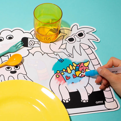 OMY Magic Water - Dinos water magic colouring  placemat