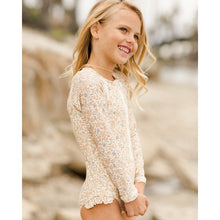 Load image into Gallery viewer, Rylee + Cru Rash Guard One Piece with ruffled bottoms for toddlers and kids/children
