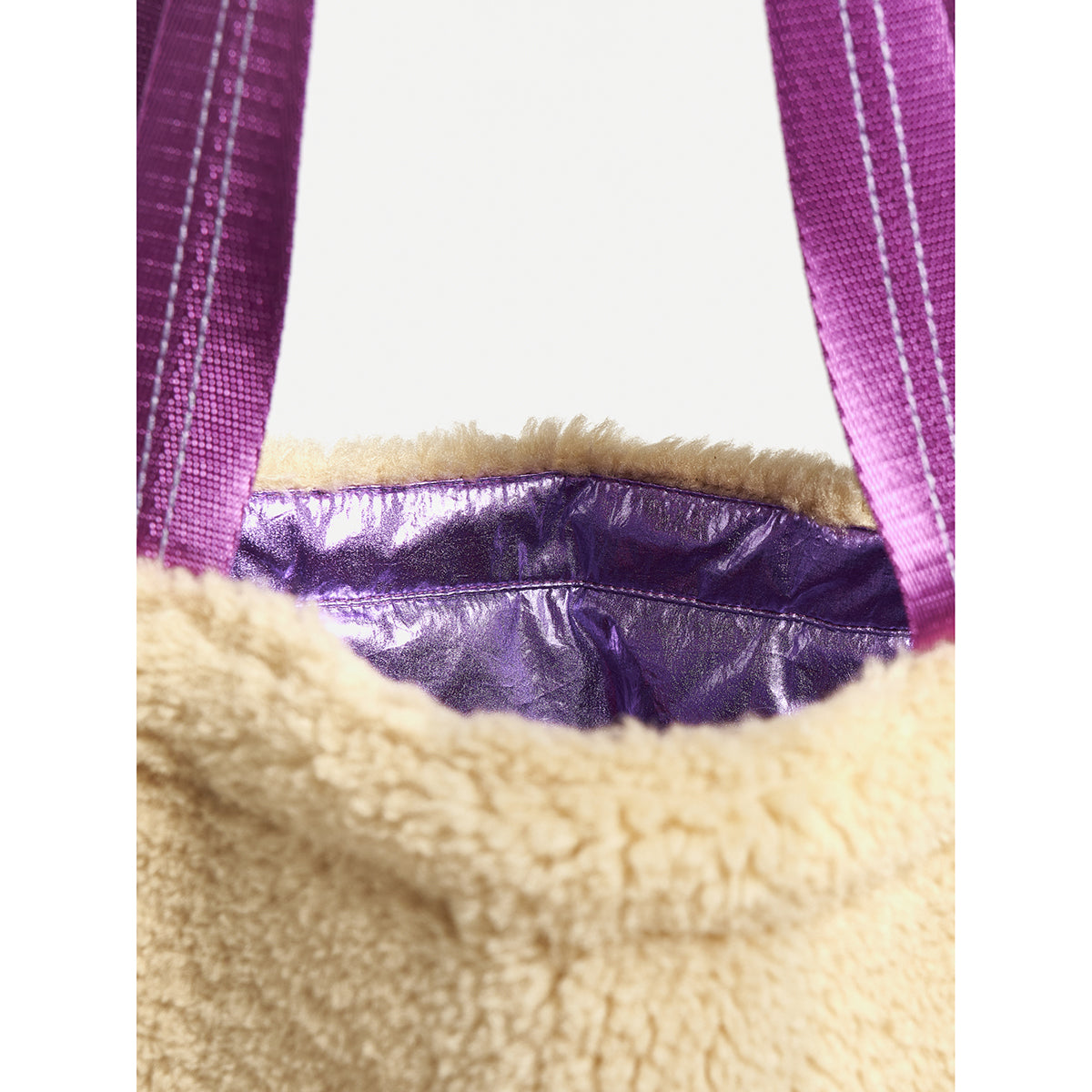 Bellerose Hecole Rectangular Tote Bag in beige ecru teddy