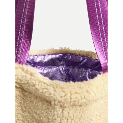Bellerose Hecole Rectangular Tote Bag in beige ecru teddy