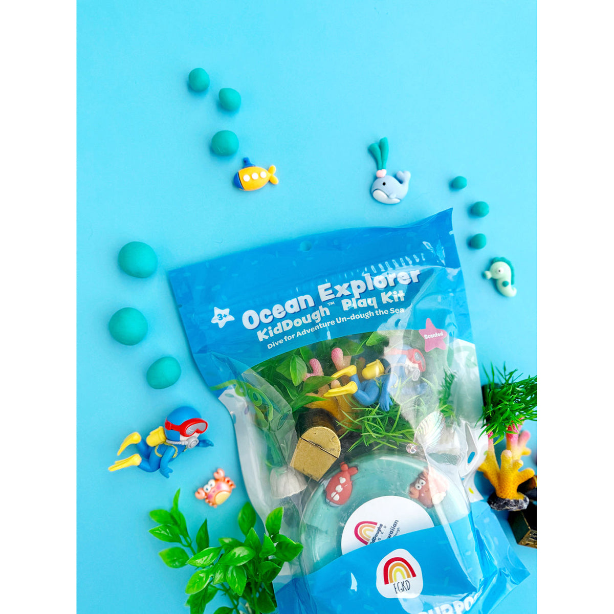Ocean Explorer (Blue Hawaiian) Kiddough Play Kit from EGKD (Earth Grown KidDoughs)