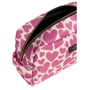 Pink Love Large Toiletry Bag with all-over heart print from wouf