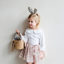 Load image into Gallery viewer, Mimi &amp; Lula Bunny Ears with linen style fabric wrapped alice band lined with floral, daisy print fabric
