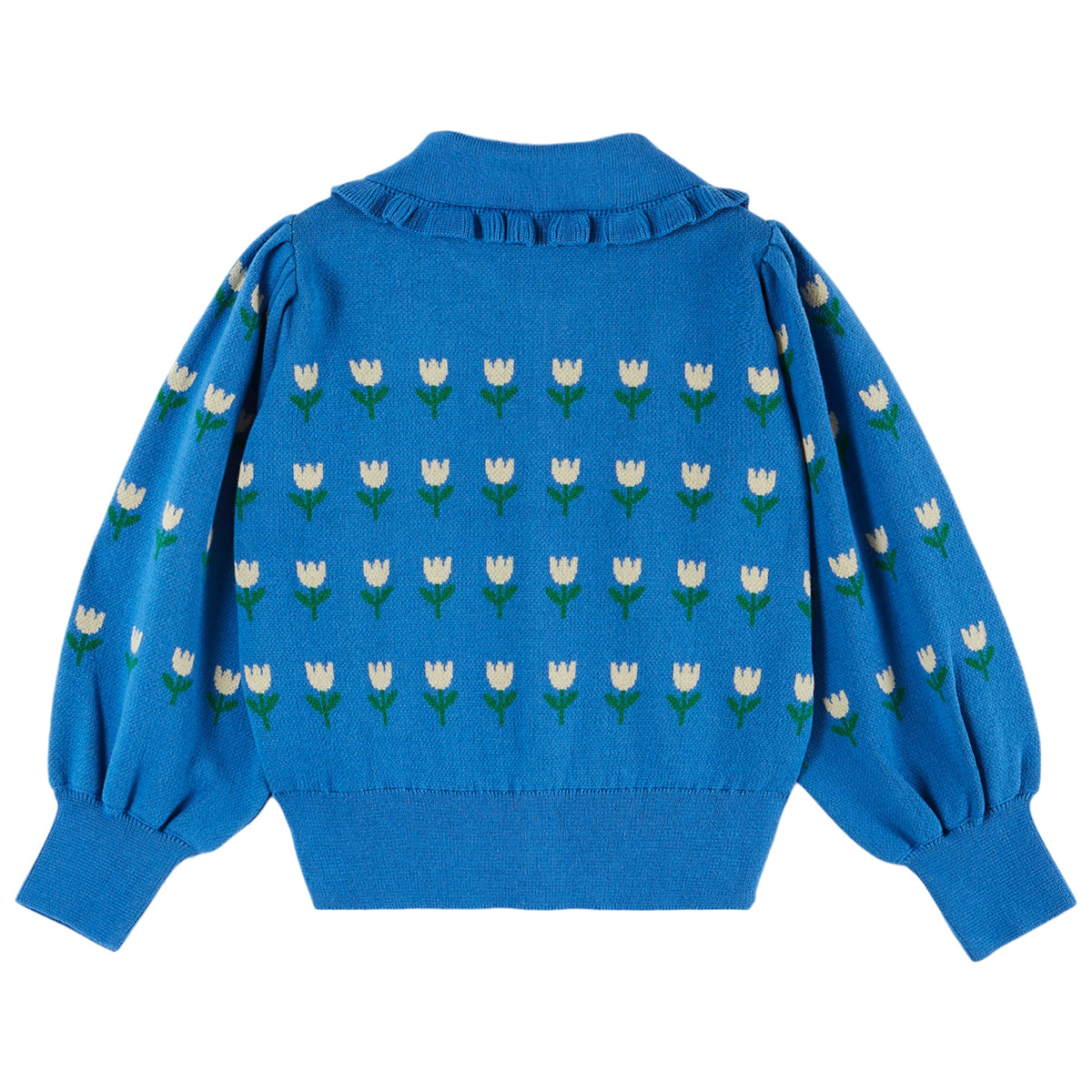 Emile Et Ida Floral Cardigan in blue made from 100% organic cotton