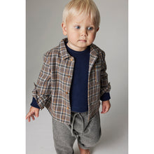 Load image into Gallery viewer, grey recycled double plaid shirt from Cozmo for babies and toddlers