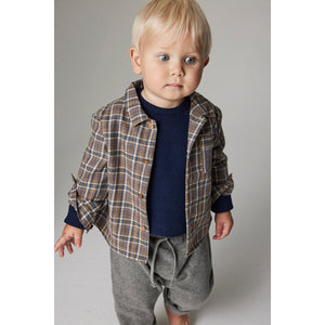 grey recycled double plaid shirt from Cozmo for babies and toddlers