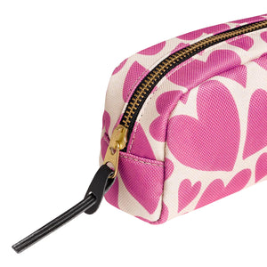 Wouf Pink Love Makeup Bag with water-repellent finish