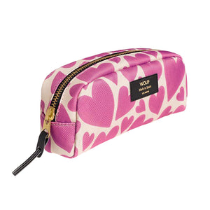 Wouf Pink Love Makeup Bag with pink hearts