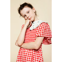 Load image into Gallery viewer, A Monday Eliya Dress in a red and white gingham pattern for kids/children and tweens