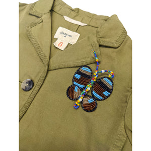 Bellerose Anky Blazer in hunter green with a butterfly detail made with beads