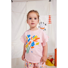 Load image into Gallery viewer, Bobo Choses Fireworks print Ruffle T-Shirt in pink for babies and toddlers