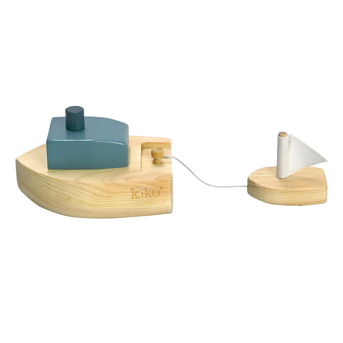 Kiko & gg Wooden Toy - Ofune Wind-Up Boat (Blue)