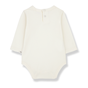 1+ In The Family Edith Logo Body in white/ecru with buttons at the crotch and back from easy changing