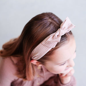 Mimi & Lula Edie Bow Alice Band in gingham print fabric