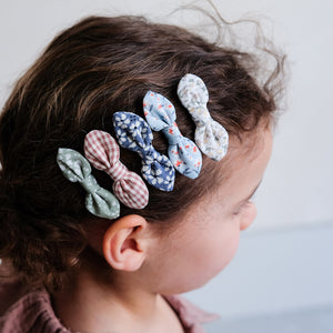 Mimi & Lula Flora Bow Clips in floral and gingham print fabrics