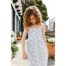Load image into Gallery viewer, A Monday Tilda Dress with adjustable shoulder spaghetti straps for kids/children and tweens