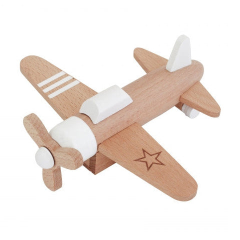 Kiko & gg Wooden Toy - Hikoki Propeller Plane (White)