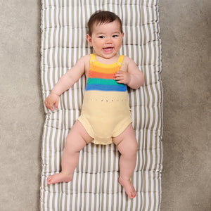 The Bonnie Mob Bubble Rainbow Stripe Romper for newborns and babies