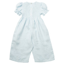 Load image into Gallery viewer, Jumping Jack Jumpsuit - Baby Blue &amp; Milk Mini Check Linen from Nellie Quats for toddlers, kids/children