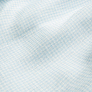 Jumping Jack Jumpsuit - Baby Blue & Milk Mini Check Linen from Nellie Quats for toddlers, kids/children