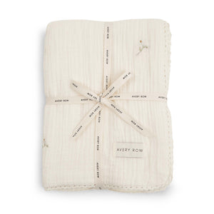 Avery Row Embroidered Muslin Blanket