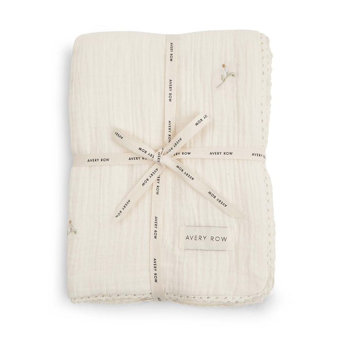 Avery Row Embroidered Muslin Blanket