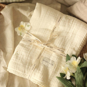 Avery Row Embroidered Muslin Blanket for newborns and babies