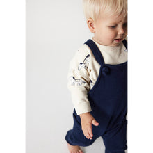 Load image into Gallery viewer, Cozmo Ronie Soft Knit Baby Overalls in navy blue for babies and toddlers