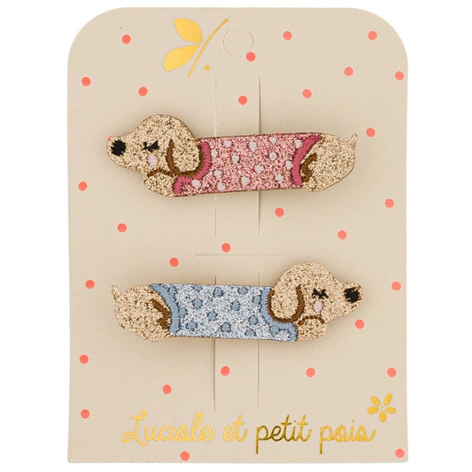 Luciole et Petit Pois Dachshund Hair Clips