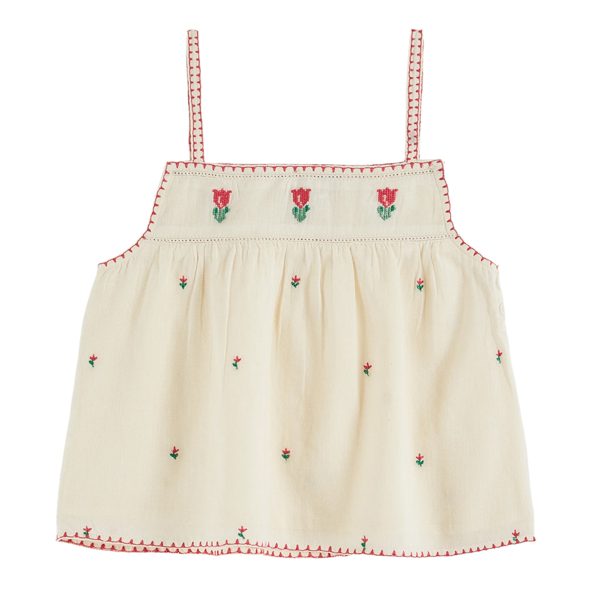 Emile Et Ida Tulips Embroidered Strap Top