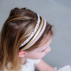 Mimi & Lula Prairie Girl Alice Bands 3 Pack in gingham print, floral print and gold leatherette