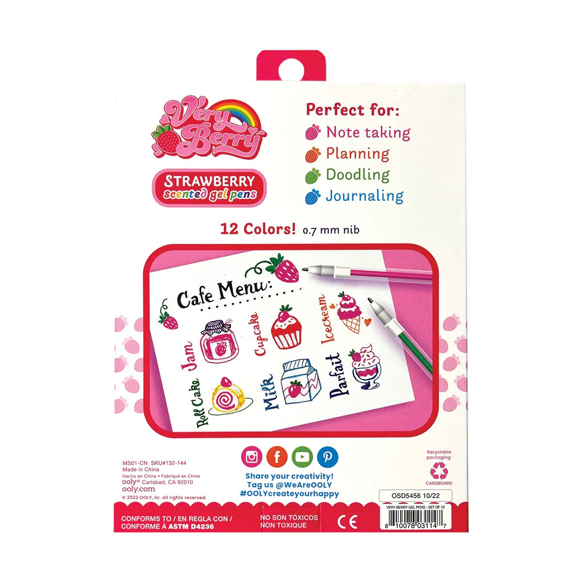 OOLY Very Berry Strawberry Scented Gel Pens