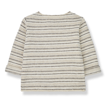 Load image into Gallery viewer, 1+ In The Family Mathieu Long Sleeve T-Shirt with white, beige and grey stripes for newborns and babies