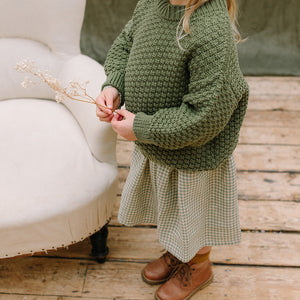 Nellie Quats Scrabble Jumper Olive for toddlers and kids/children