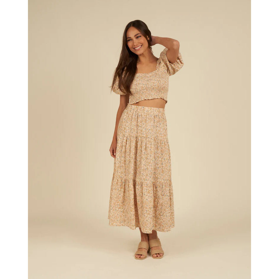 Rylee + Cru Tiered Midi Skirt