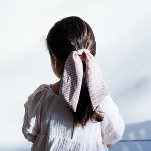 Mimi & Lula Scrunchies With Tails in a soft pink gingham print