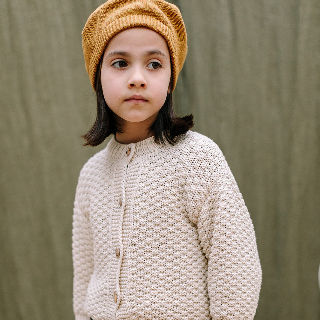 Nellie Quats Tag Beret Mustard for toddlers and kids/children